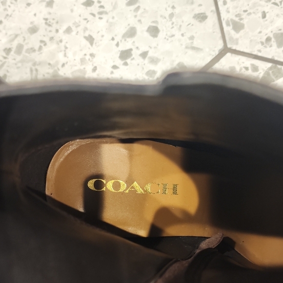 Coach Elegant Black Leather Heeled Boots - Picture 2 of 6